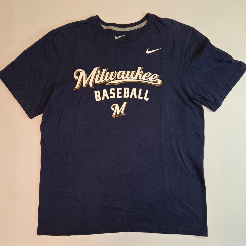 Nike Milwaukee Brewers Baseball T-Shirt, Size XL, 100% Cotton